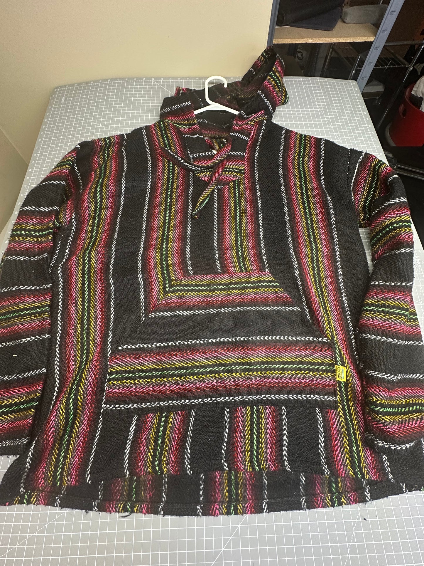 Mexican Poncho Baja Hoodie Surfer Skater Drug Rug Pullover Made in Mexico UNISEX