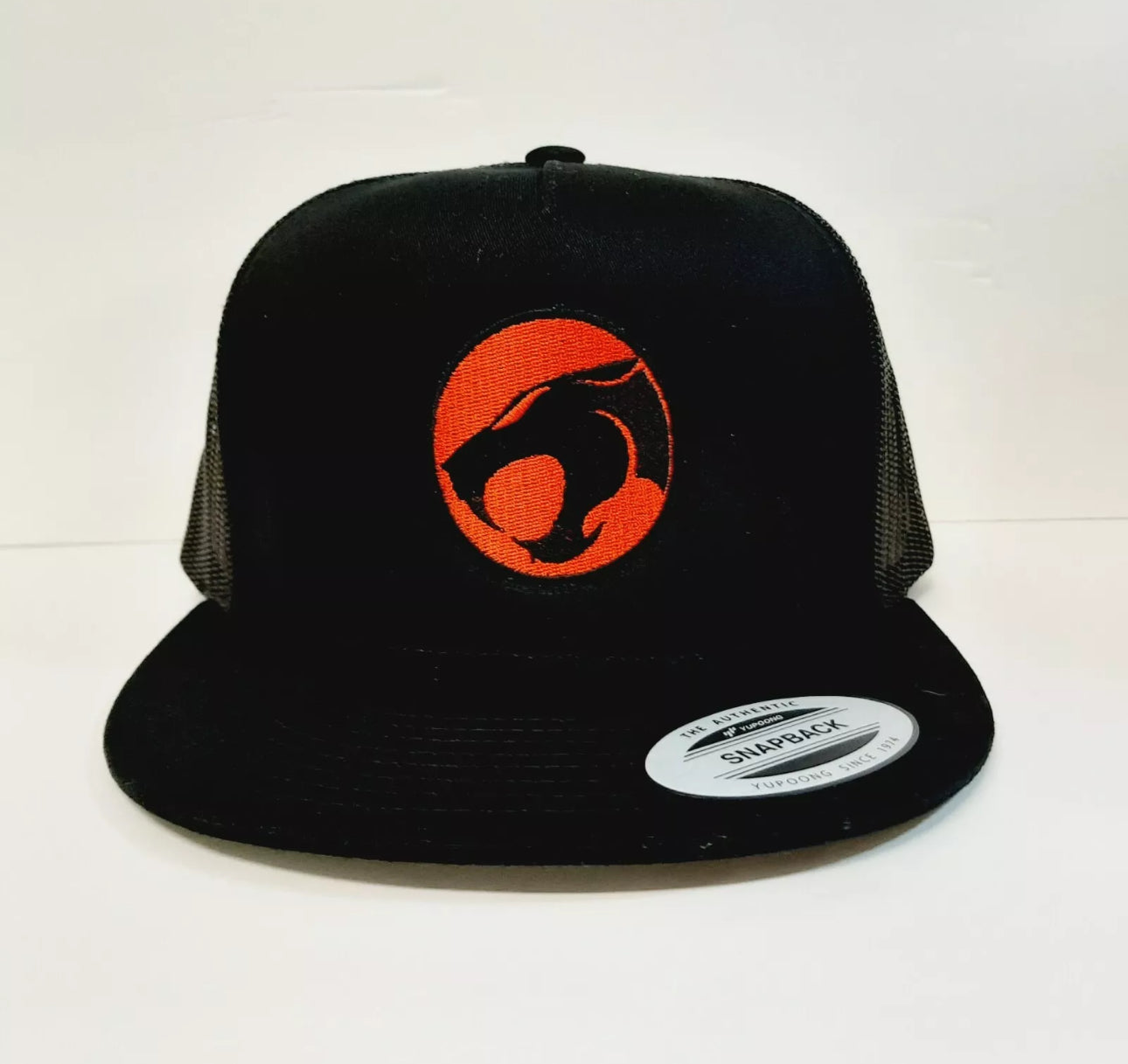 RETRO Thunder Cats Flat Bill Mesh Snapback Trucker Cap Hat Black Embroidered