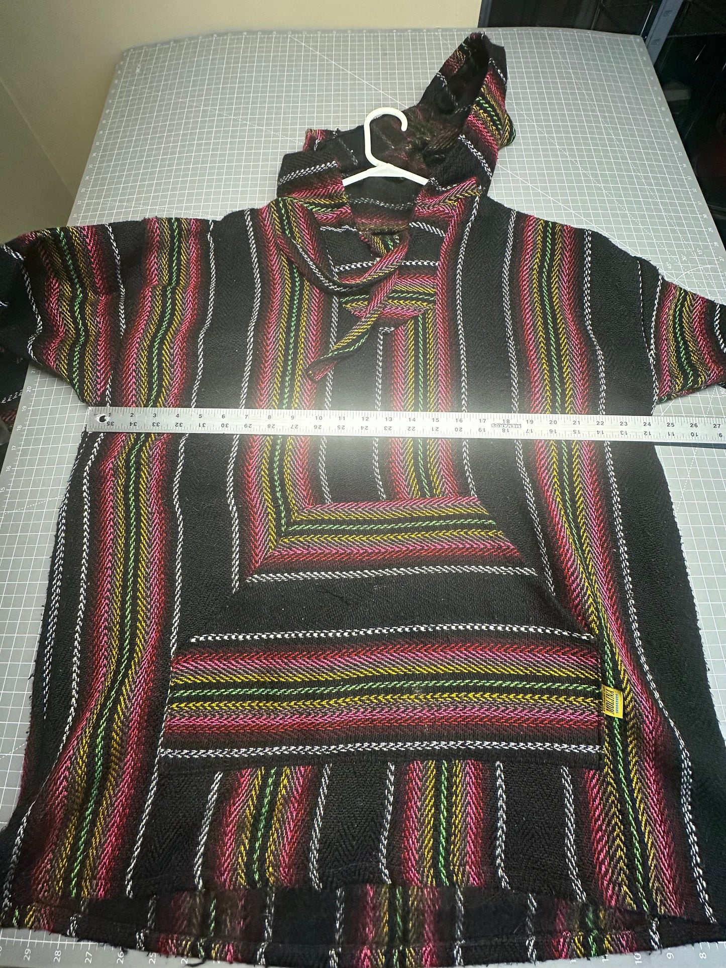Mexican Poncho Baja Hoodie Surfer Skater Drug Rug Pullover Made in Mexico UNISEX
