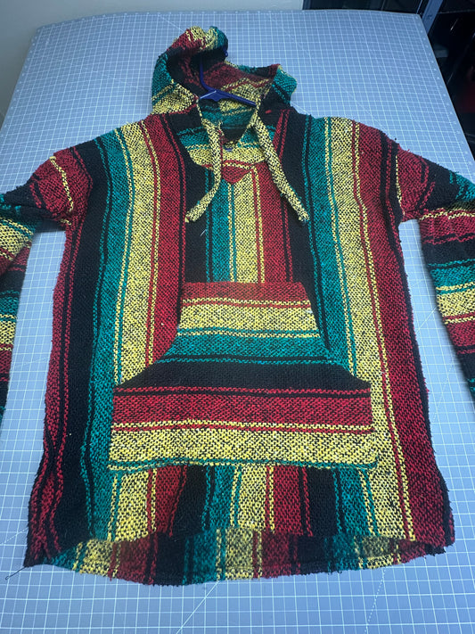 Mexican Poncho Baja Hoodie Surfer Skater Drug Rug Pullover Made in Mexico UNISEX
