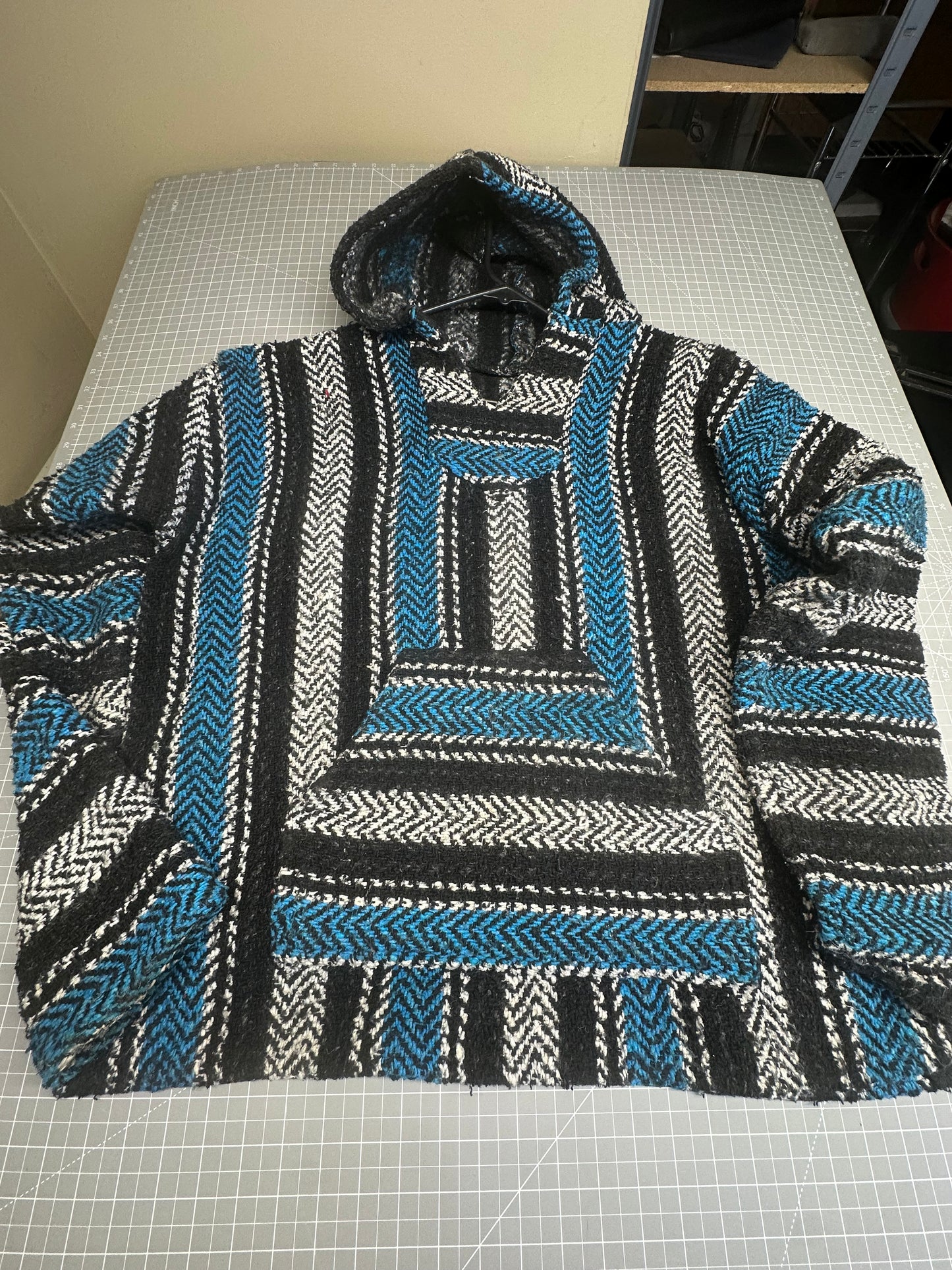 Mexican Poncho Baja Hoodie Surfer Skater Drug Rug Pullover Made in Mexico UNISEX