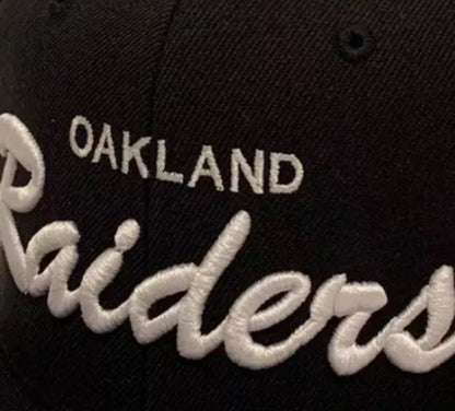 RETRO Oakland Raiders Script Classic Snapback Cap Hat Adjustable Black