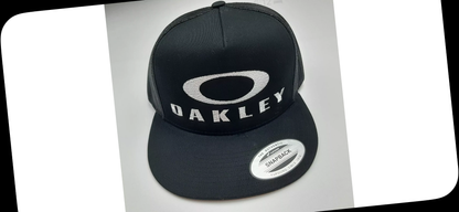 Oakley Flat Bill Mesh Snapback Embroidered Baseball Cap Hat Black