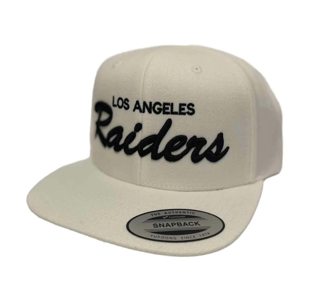 RETRO Los Angeles LA Raiders Script Classic Snapback Cap Hat Adjustable White