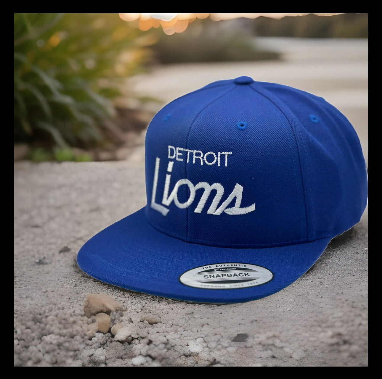 RETRO Detroit Michigan Lions Script Classic Snapback Cap Hat Adjustable Blue